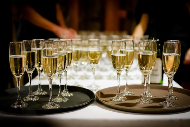 Glasses poured for a small group